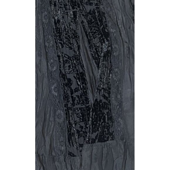 Chico’s Black Crinkle Velvet‎ Panel Skirt Sz 12/14 Boho Gothic Festival Evening - Picture 4 of 8